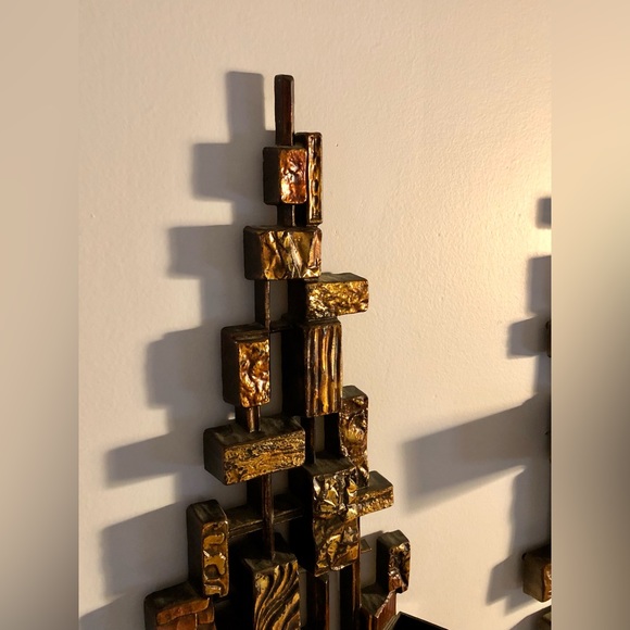 Rare Vintage 2 grands chandeliers muraux Syroco Brutaliste 1970 fait aux USA. - Picture 2 of 8